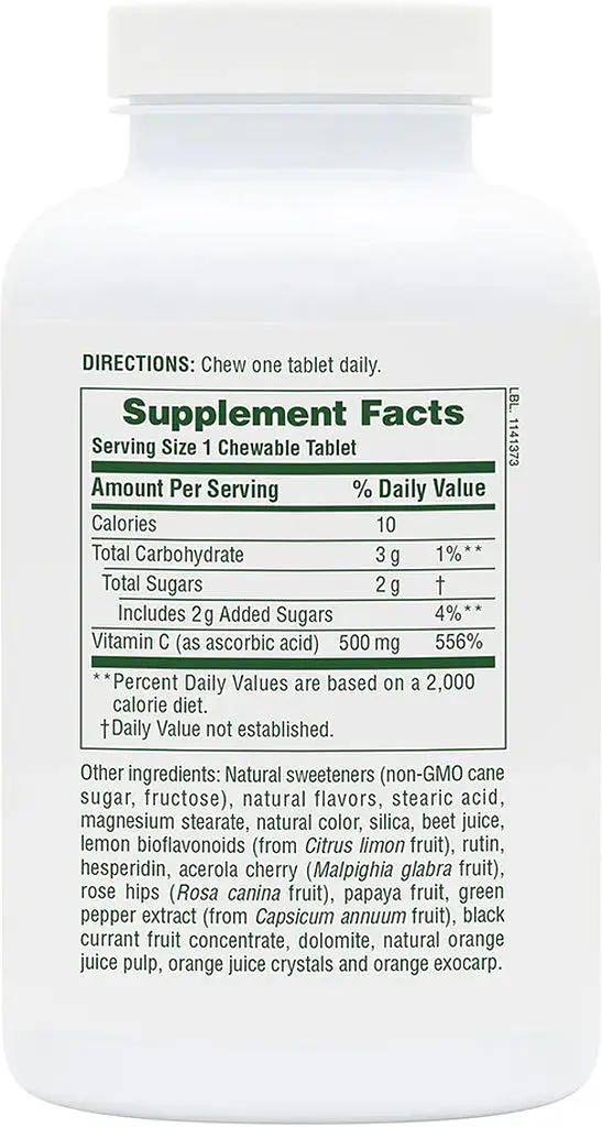 Витамины и минералы Natures Plus Orange Juice Vitamin C 500 mg, 90 жевательных таблеток - фото 2