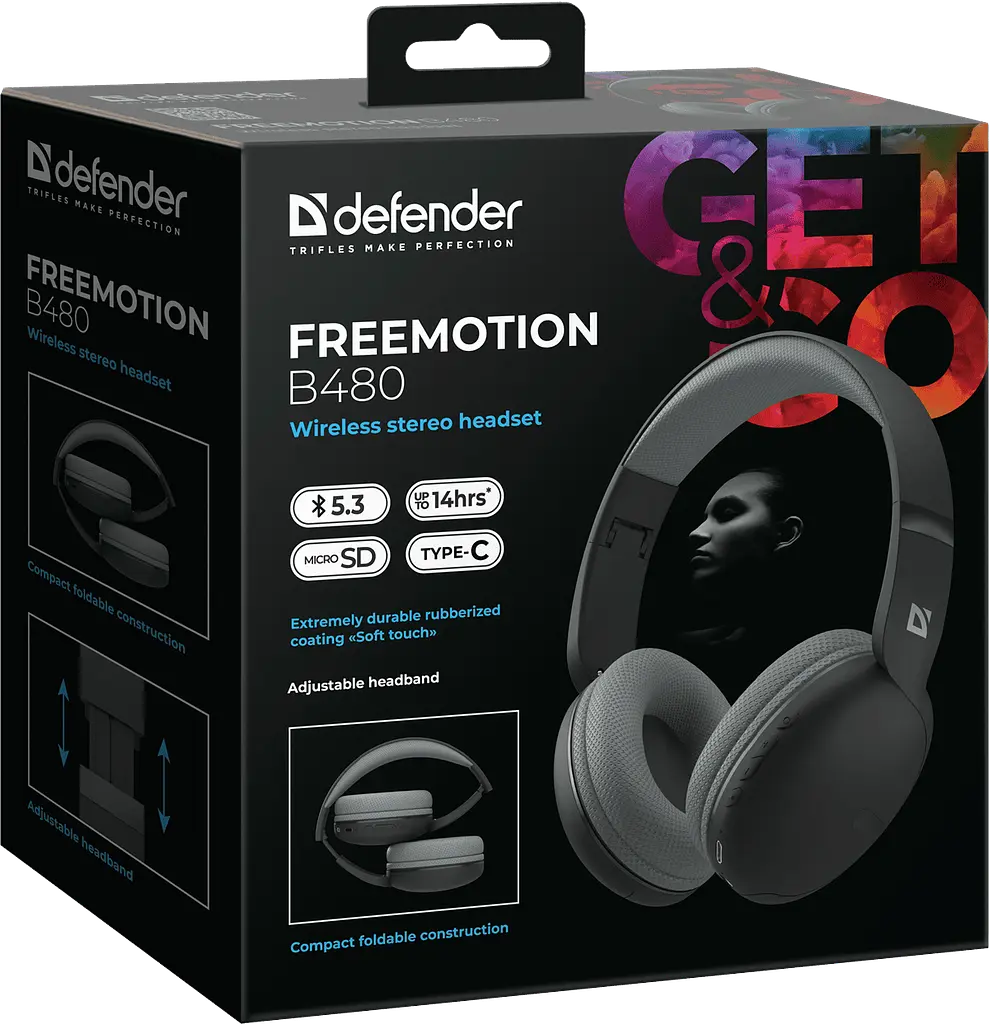 Наушники FreeMotion B480 Bluetooth Black (63480) Defender teh0021311 - фото 10