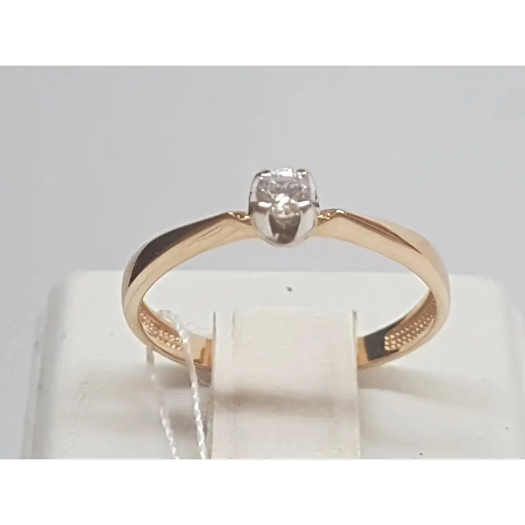 Золотое кольцо Харьковская ювелирная фабрика с фианитом. 700030 16 - фото 4