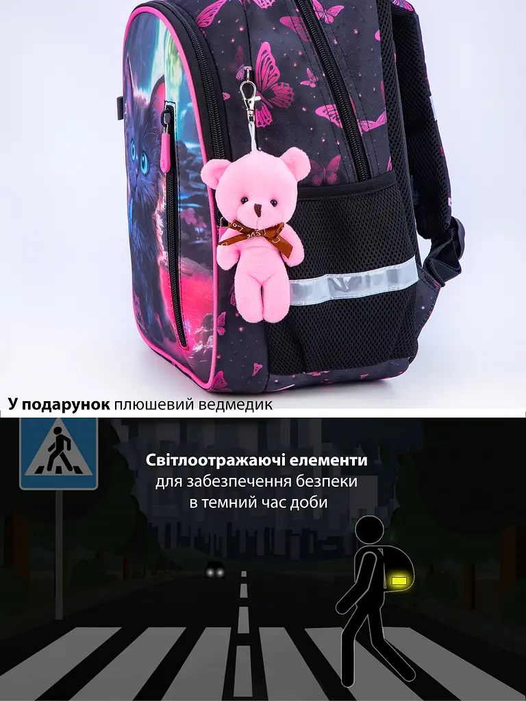 Школьный рюкзак с ортопедической спинкой School Standard 375 гр 17 литров Черный с розовым - фото 7