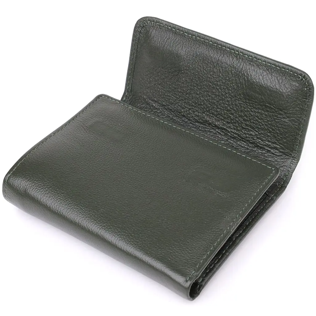 Стильний гаманець середнього розміру із натуральної шкіри ST Leather 23075 зелений - фото 5