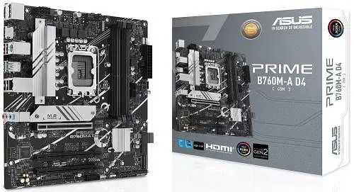 Материнська плата LGA1700, Asus PRIME B760M-A D4-CSM, B760, 4xDDR4, Int.Video(CPU), 4xSATA3, 2xM.2, 3xPCI-E 16x 4.0, Realtek 7.1, Realtek 2.5Gb, 5xUSB3.2/7xUSB2.0, HDMI/DP, MicroATX