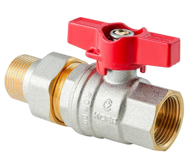 Кран з американкою Koer Extreme KE.227-25 - 1" ручка "метелик" червона KR5767