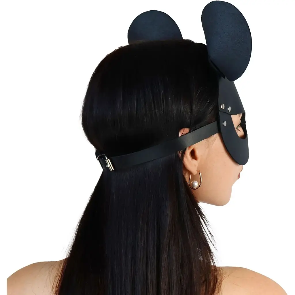 Шкіряна маска зайчика Art of Sex - Mouse Mask, колір Чорний - фото 2