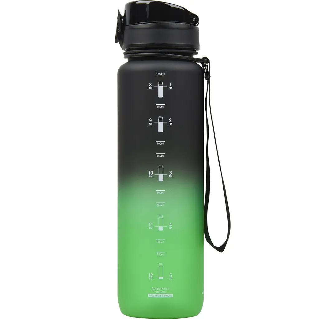 Бутылка для воды UZspace Frosted черно-зеленая 1000 мл (3038gr) - фото 2