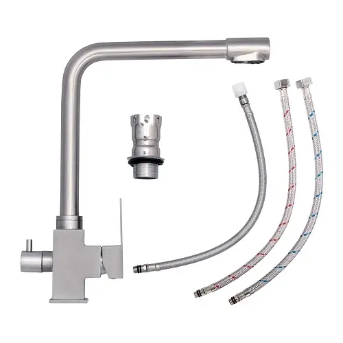 Змішувач Platinum KT 0066 з функцією фільтра поворотний двоважільний з нержавіючої сталі сірий (000036384) - фото 2