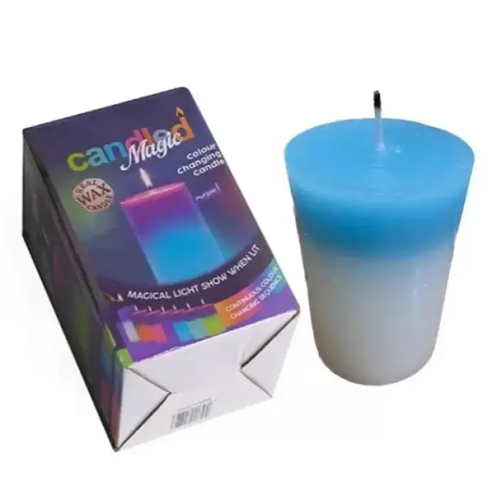 Свічка воскова з підсвічуванням синя 10 см Magic Candle 7 color - фото 3