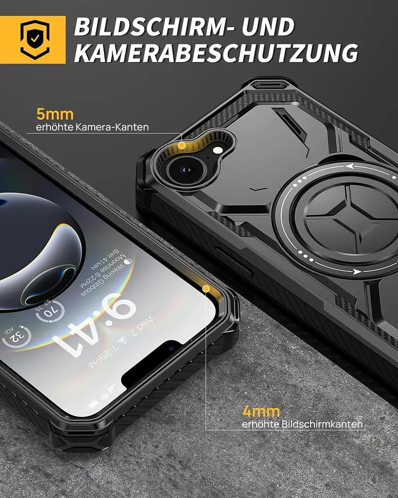 Захисний чохол Lanhiem для iPhone 16e з кільцем-підставкою - фото 4