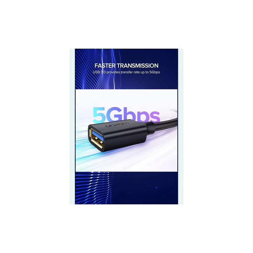 Дата кабель USB 3.0 AM/AF 1.5m US129 black Ugreen (30126) - фото 8