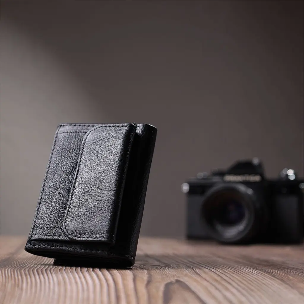 Невелике жіноче портмоне з монетницею з натуральної шкіри ST Leather 22730 чорне - фото 10