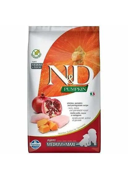 Сухий корм Farmina N&D Grain Free PUMPKIN для цуценят середніх та великих порід з куркою та гранатом, 2.5 кг