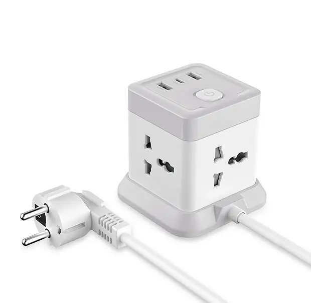 Сетевой удлинитель XO WL20 20W Square 4 розетки + 3 порта (2 USB-A 1 Type-C) кабель 2 метра - фото 6