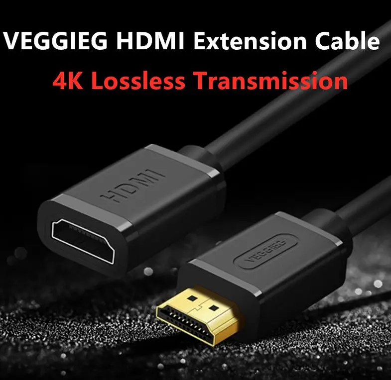 Подовжувач HDMI (тато) — HDMI (мама) VEGGIEG HF-1 1m, v2.0, OD-7.0mm - фото 6