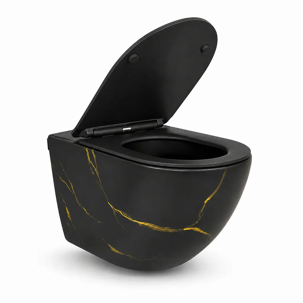 Підвісний безободковий унітаз VBI Vulcano Tornado black marble matt VBI-020418 - фото 2