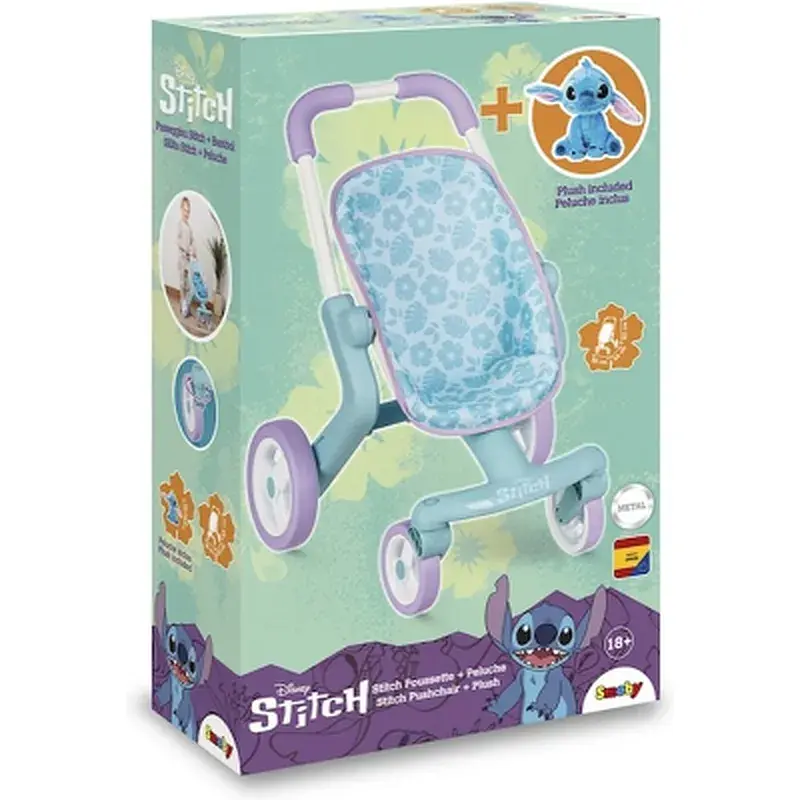Коляска для ляльок Smoby Стіч. Прогулянка, з поворотними колесами та м'якою іграшкою (7600251225) - фото 2