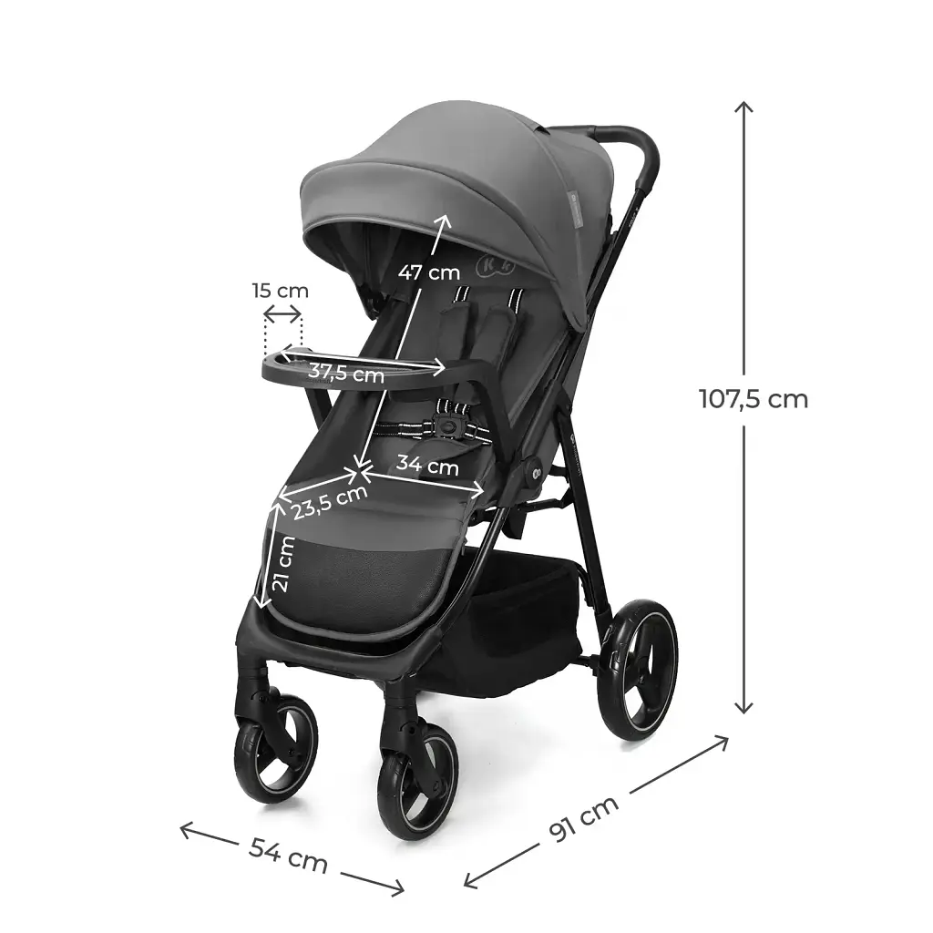 Прогулянкова коляска Kinderkraft Trig 3 Tray Grey (KSTRIG03GRY000T) - фото 4