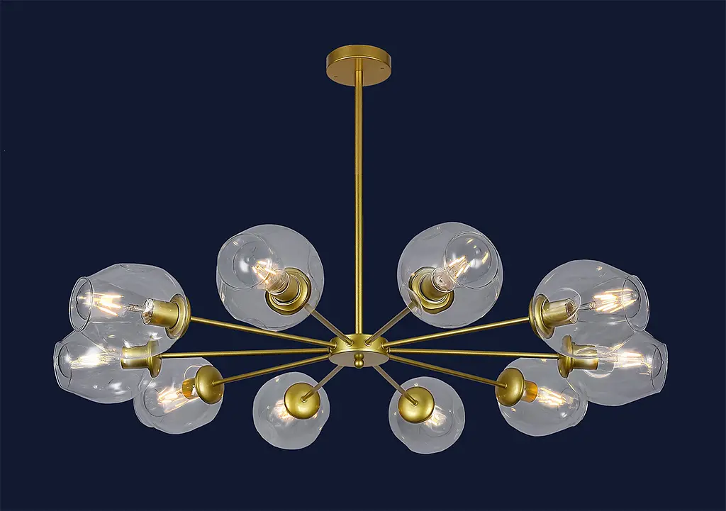 Люстра стельова Levistella 7526039-10 GD+CL, E27, золото, прозоре скло, сучасний стиль для дому - фото 2