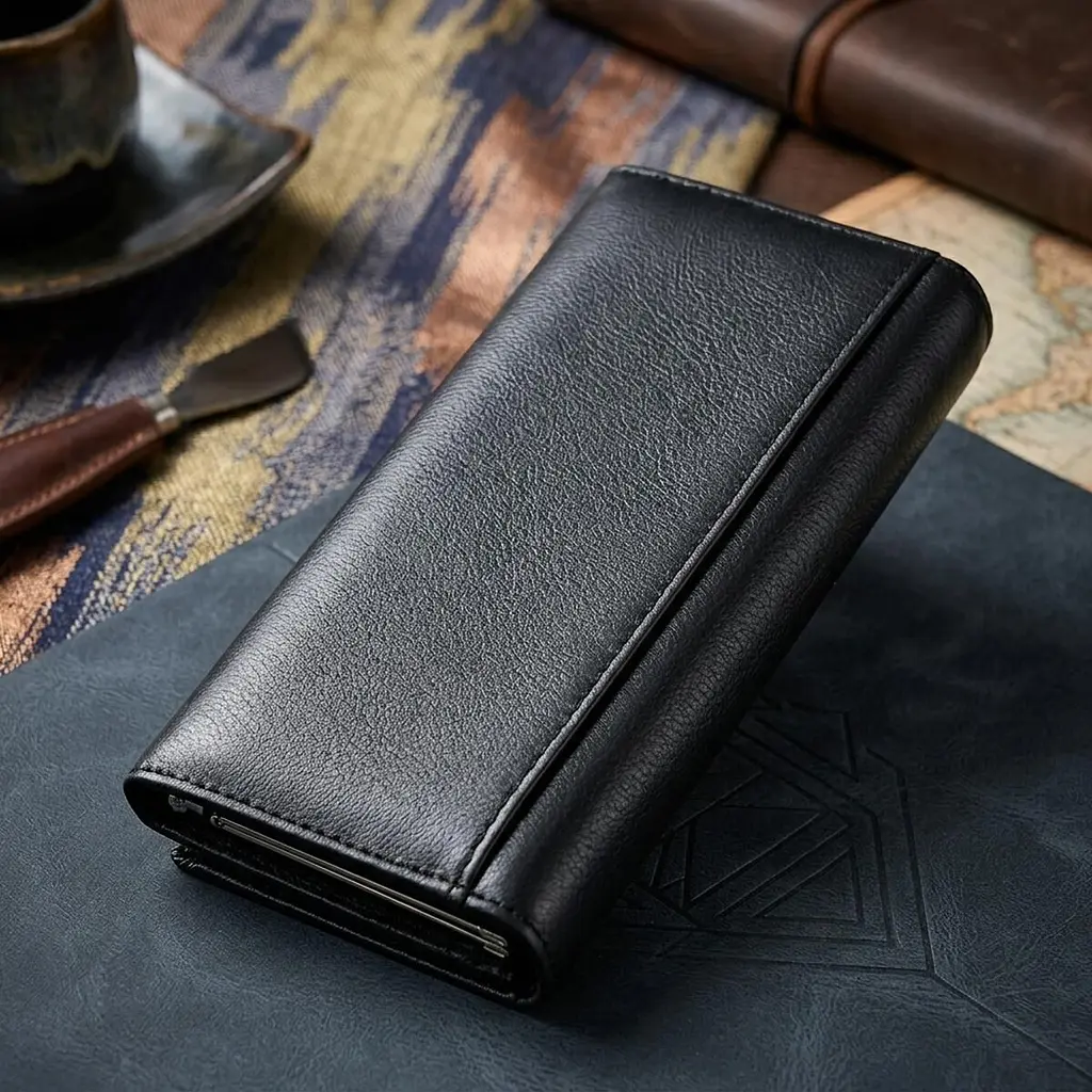 Класичний жіночий гаманець з натуральної шкіри ST Leather 22676 чорний - фото 4