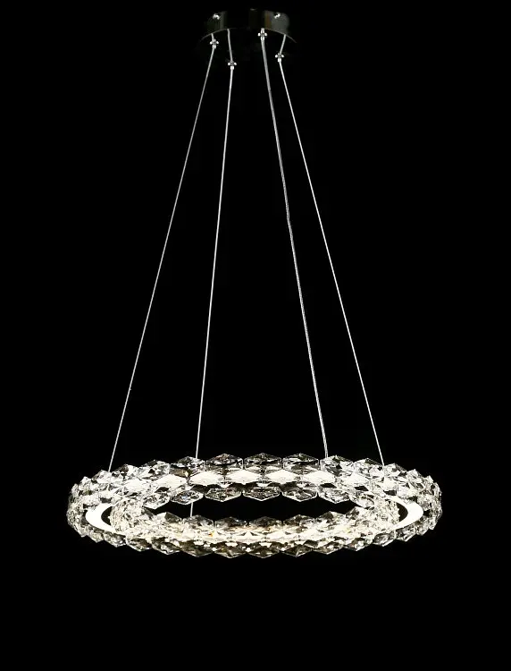 Підвісна хромована світлодіодна люстра Splendid Ray L33152/500/1 LED (CR) з кришталевим кільцем 50 см - фото 3