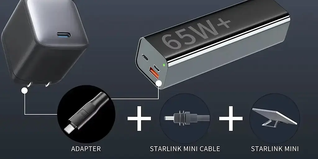 Адаптер Starlink Mini DPD DC to Type-C перехідник для живлення Старлінк Міні Black (19885) - фото 2