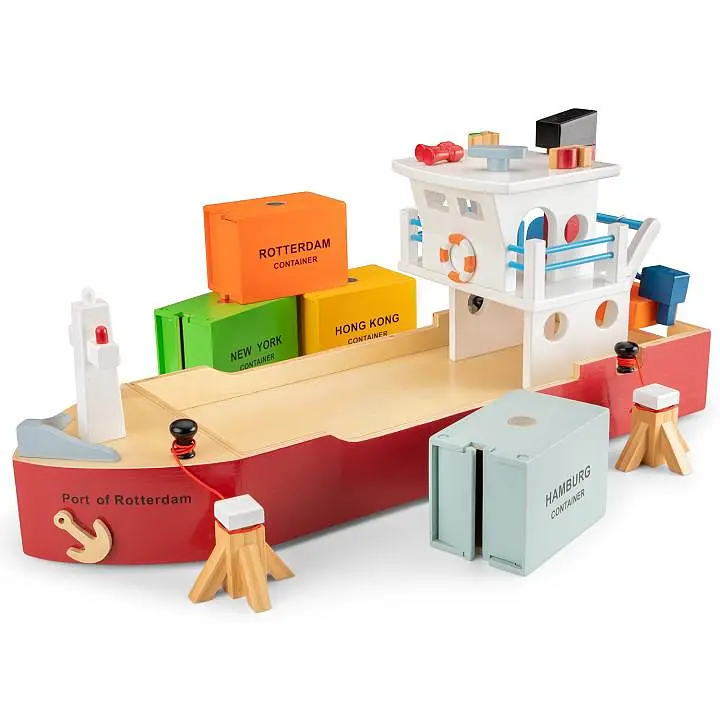 Ігровий набір New Classic Toys Контейнерне судно з 4 контейнерами (art10900) - фото 2
