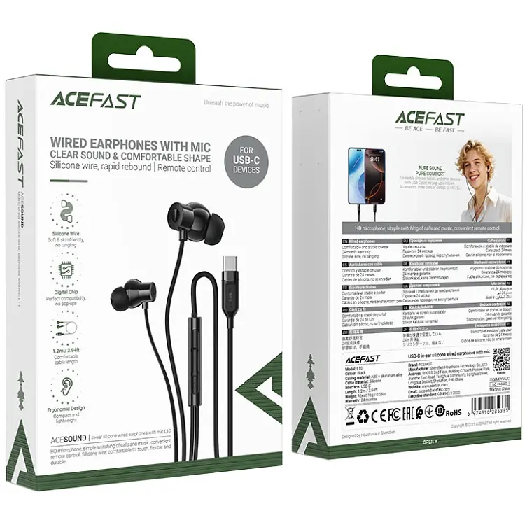 Гарнитура Acefast L10, USB-C, Black - фото 5