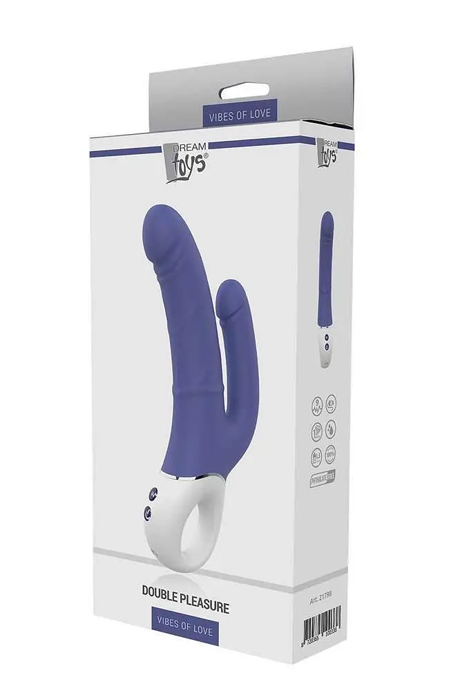 Вибратор Dreamtoys Vibes Of Love Double Pleasure 23.5 см синий - фото 3