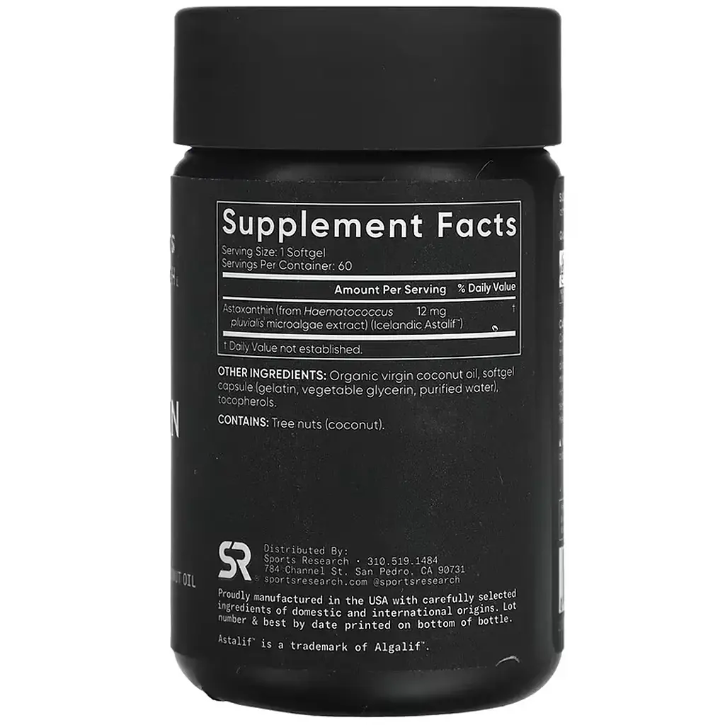 Астаксантин Sport Research Astaxanthin 12 мг 60 м'яких капсул - фото 2