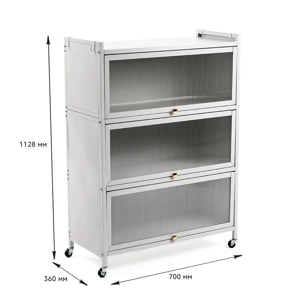 Шафа для зберігання Wall Sticker мобільна розкладна триярусна зі сталі 70х36х112.8 см світло-сіра SW-00002116 - фото 2