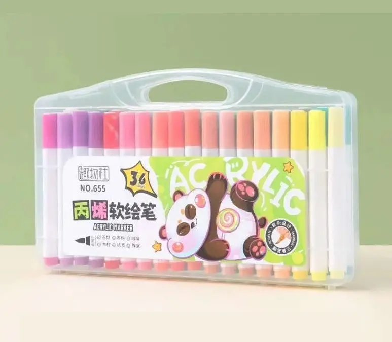 Маркери акрилові пігментні Water Color Pen 36 шт Фломастери художні для малювання з кейсом - фото 2