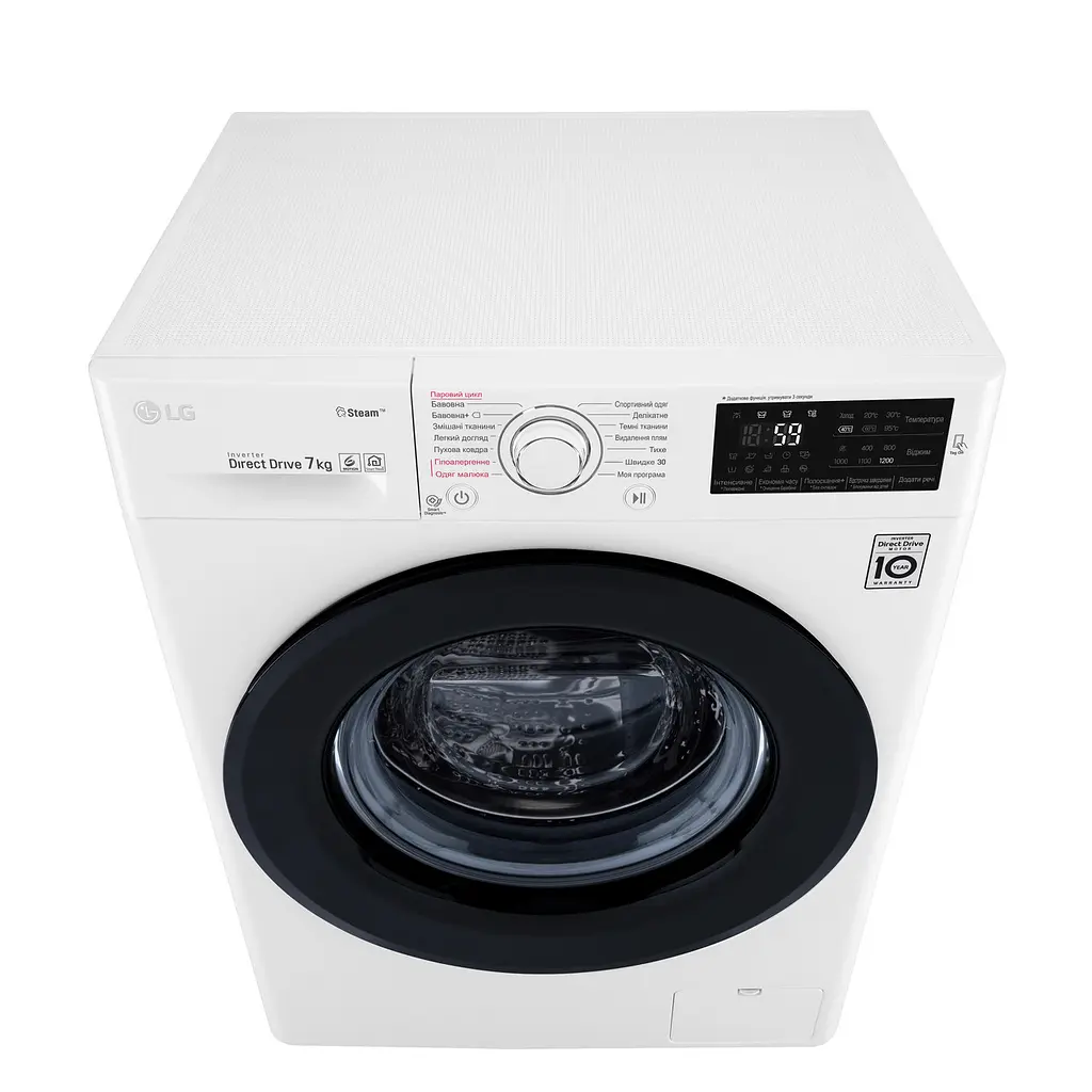 Пральна машина LG з фронтальним завантаженням F2J5HS6W, 7кг, 1200, A+++-10%, Пар, глибина 45см, Дисплей, Інвертор, Білий (F2J5HS6W) - фото 8