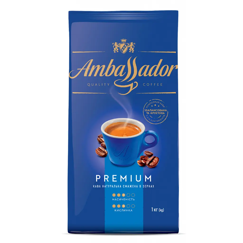 Кава Ambassador Premium В зернах 1 кг (8720254065083)