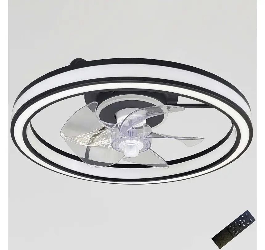 Стельова LED-люстра-вентилятор Artlight WG5114BBK, біла з чорною окантовкою, 55 Вт, від 10-18 м² - фото 5