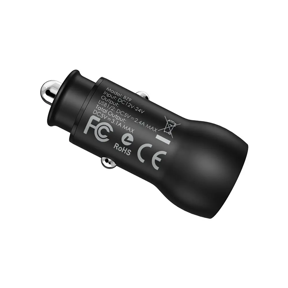 Автомобільний зарядний пристрій Borofone BZ9 2 USB чорний - фото 2