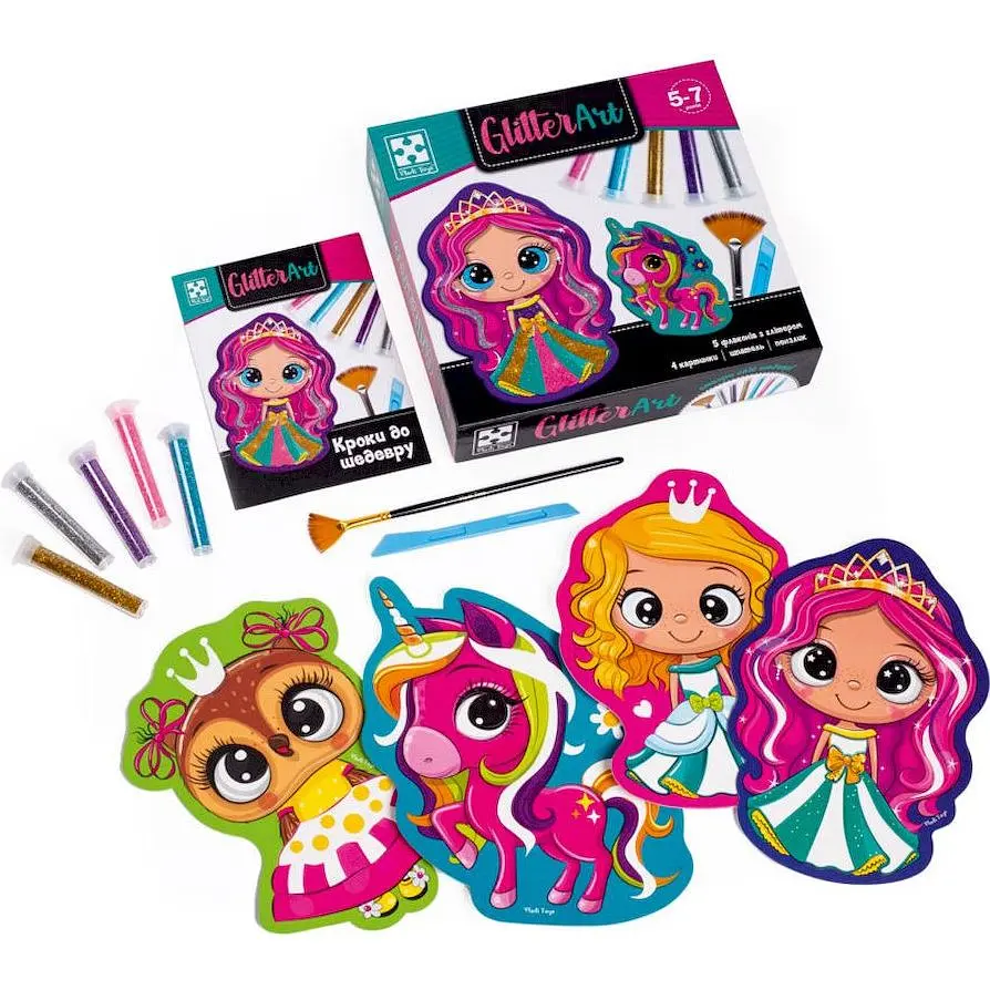Набор для творчества Vladi Toys Glitter Art Сказочные принцессы 5 флаконов с глитерами VT4501-10  - фото 2