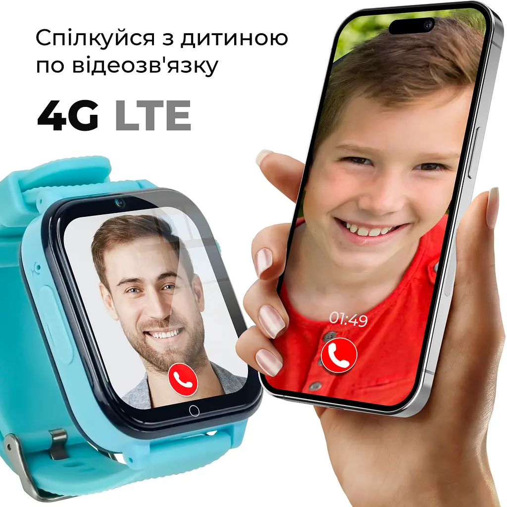 Дитячий GPS-годинник JETIX DF100 Pro Kids з вібродзвінком, 4G відеодзвінком і ліхтариком (Pink) Блакитний - фото 2