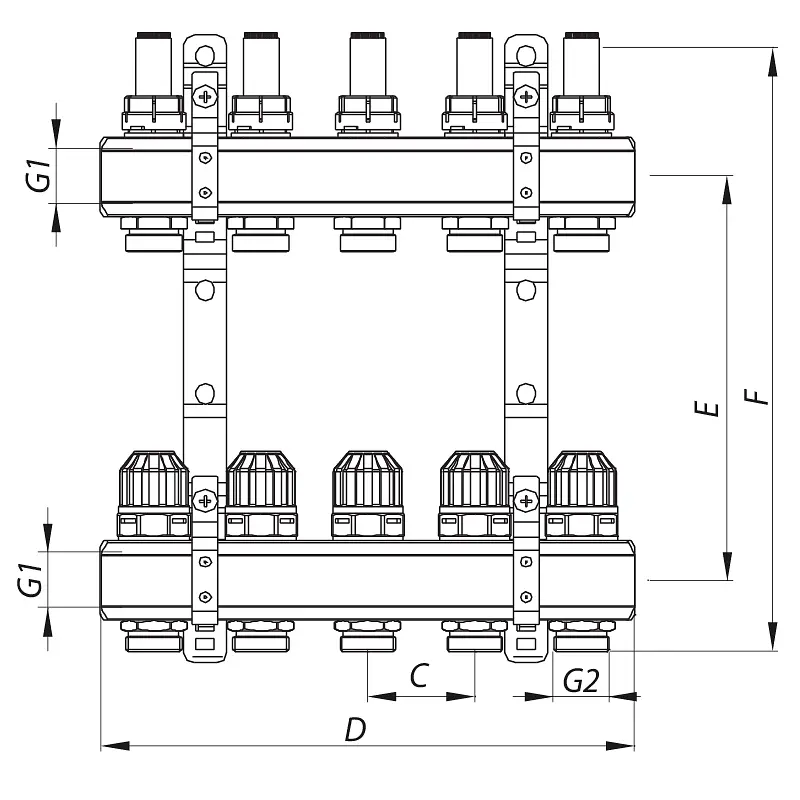 Колекторний блок з витратомірами Koer KR.1110-06 1"x6 ways KR2643 - фото 4