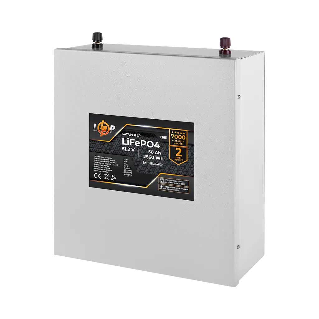 Аккумулятор LP LiFePO4 51,2V - 50 Ah (2560Wh) (BMS 80A/40А) металл для ИБП - фото 2