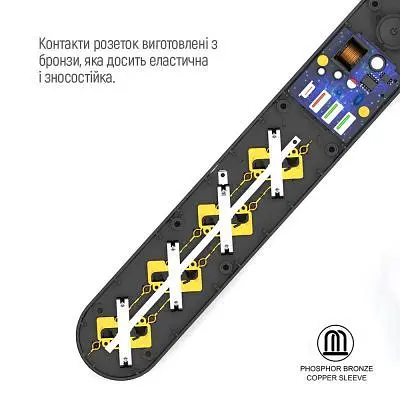 Мережевий фільтр живлення ColorWay (CW-CHE44PDB), 4 розетки/4USB 2M (CW-CHE44PDB) - фото 10