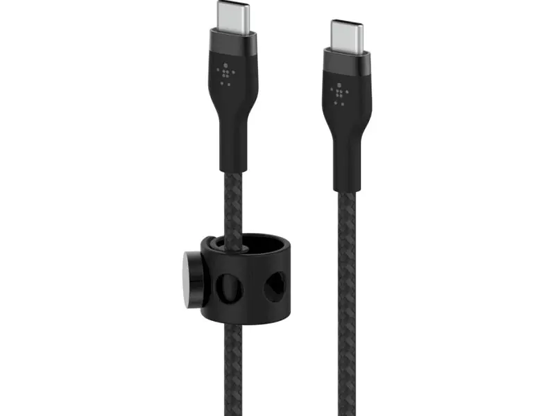 Кабель USB Type-C Belkin USB-C to USB-C Braided Silicone 1m Black (CAB011BT1MBK) - фото 3