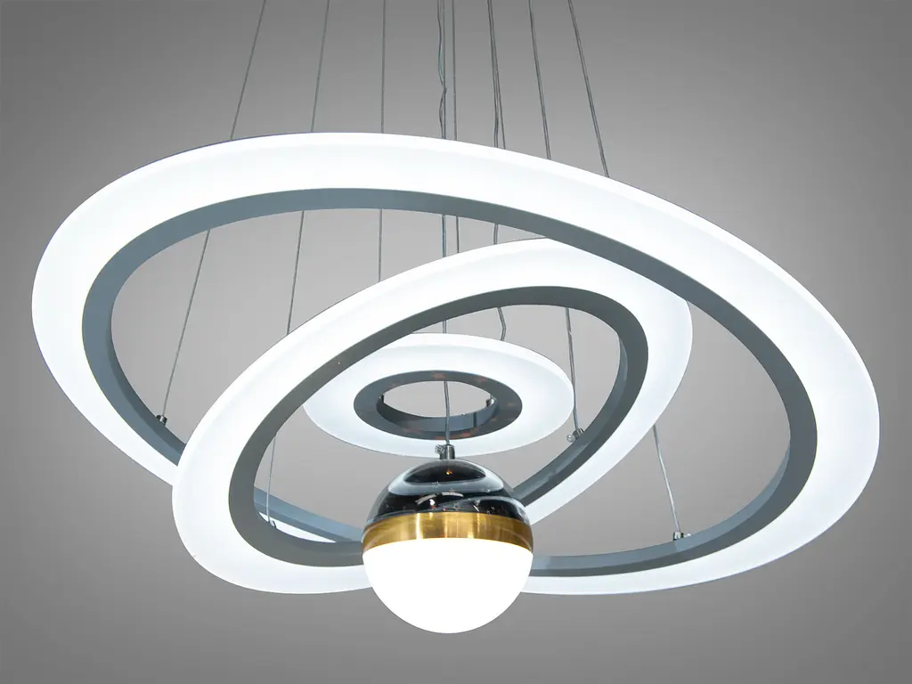 Люстра стельова LED Diasha 2327-600+400+200GR, 90W, діаметр 60 см, для вітальні, кухні, спальні, коридору - фото 3