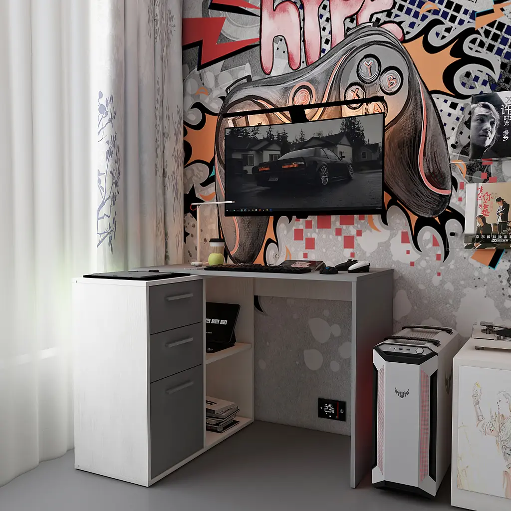 Офісний стіл Doros T8 Білий/Графіт 100х83х75 (41516125) - фото 9