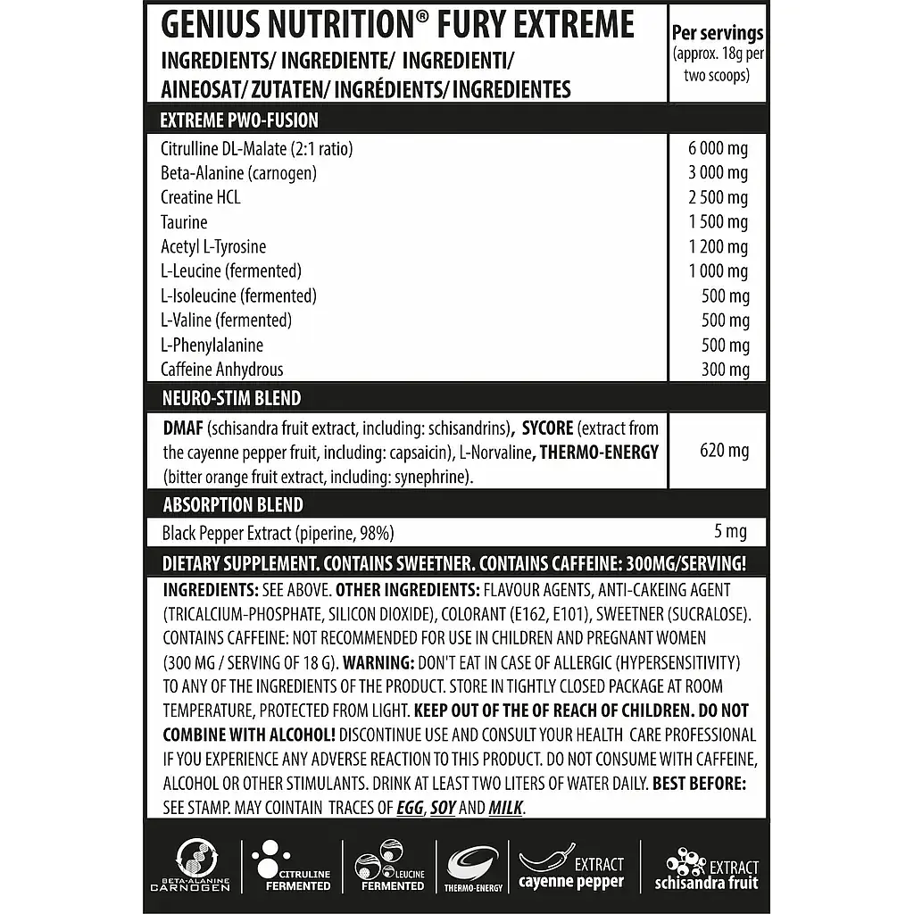 Передтренік Genius Nutrition Fury Extreme Sour apple 400 г - фото 2