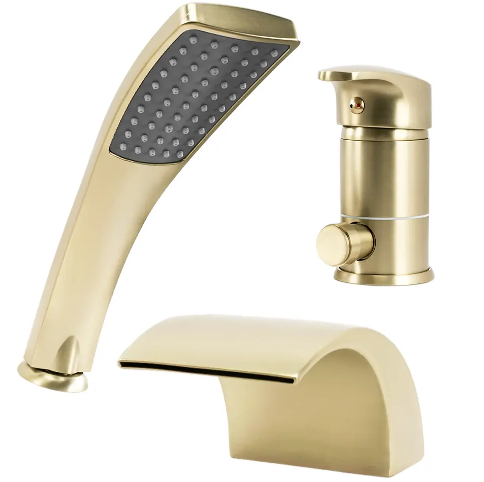 Змішувач для ванни Rea Riven на борт ванни brushed gold REA-B0494 - фото 2
