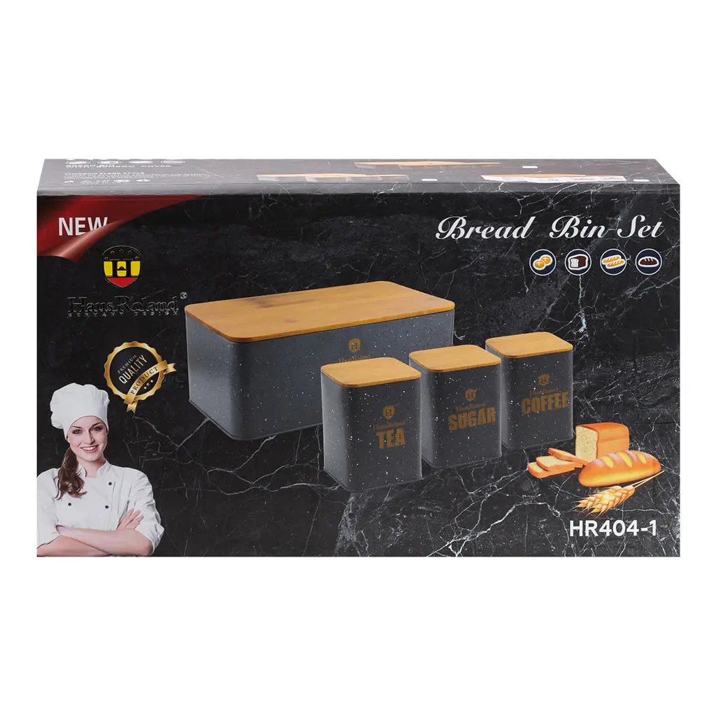 Набір для зберігання продуктів Haus Roland 4 штуки з нержавіючої сталі, чорний Yiwu HP33527B - фото 5