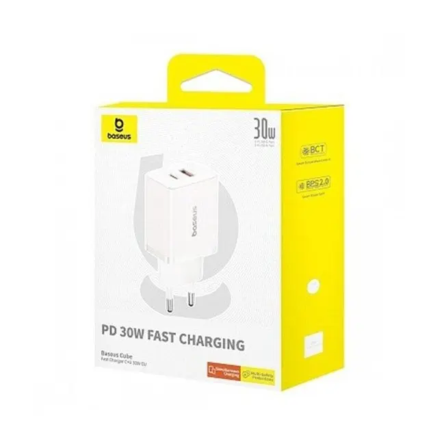 Зарядное устройство для Baseus 30W Cube Fast Charger 2 выхода C+U белый (P10111404213-00) - фото 3