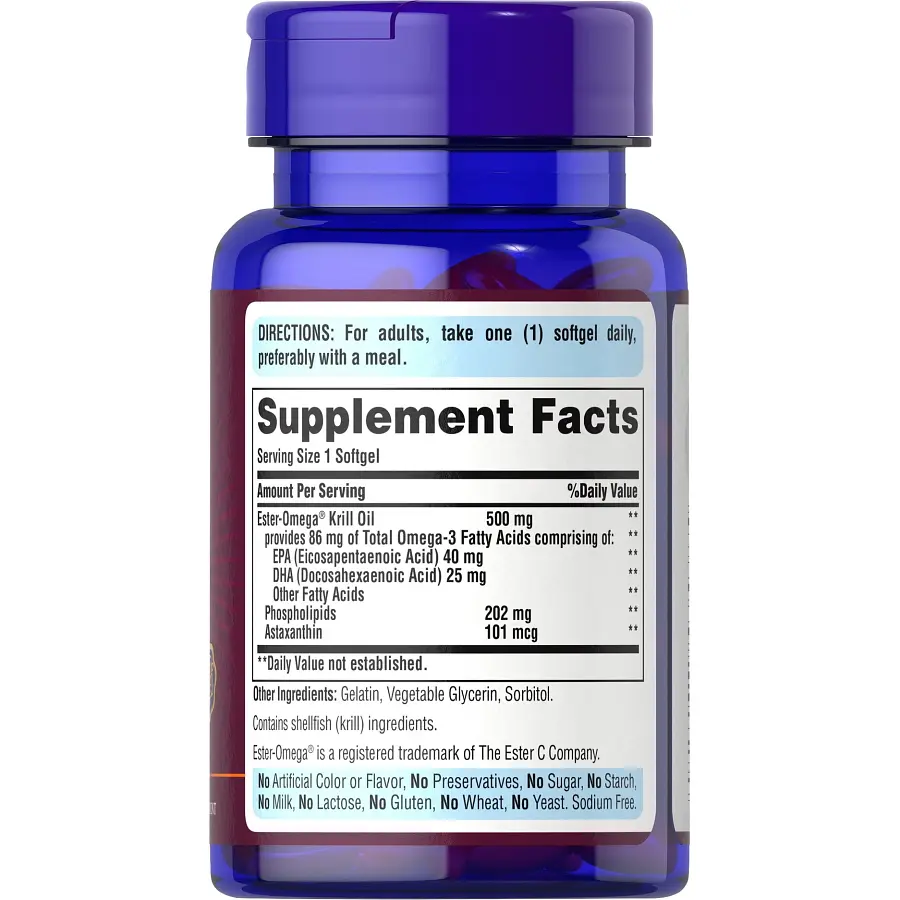 Жирні кислоти Puritan's Pride Krill Oil 500 mg, 30 капсул - фото 2