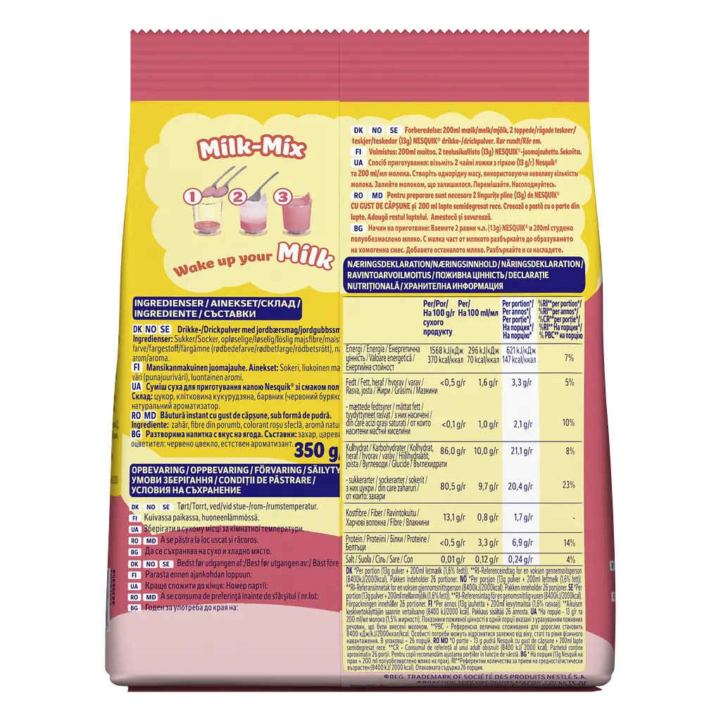 Суміш для приготування напою Nesquik Milk-Mix зі смаком полуниці 350 г - фото 3