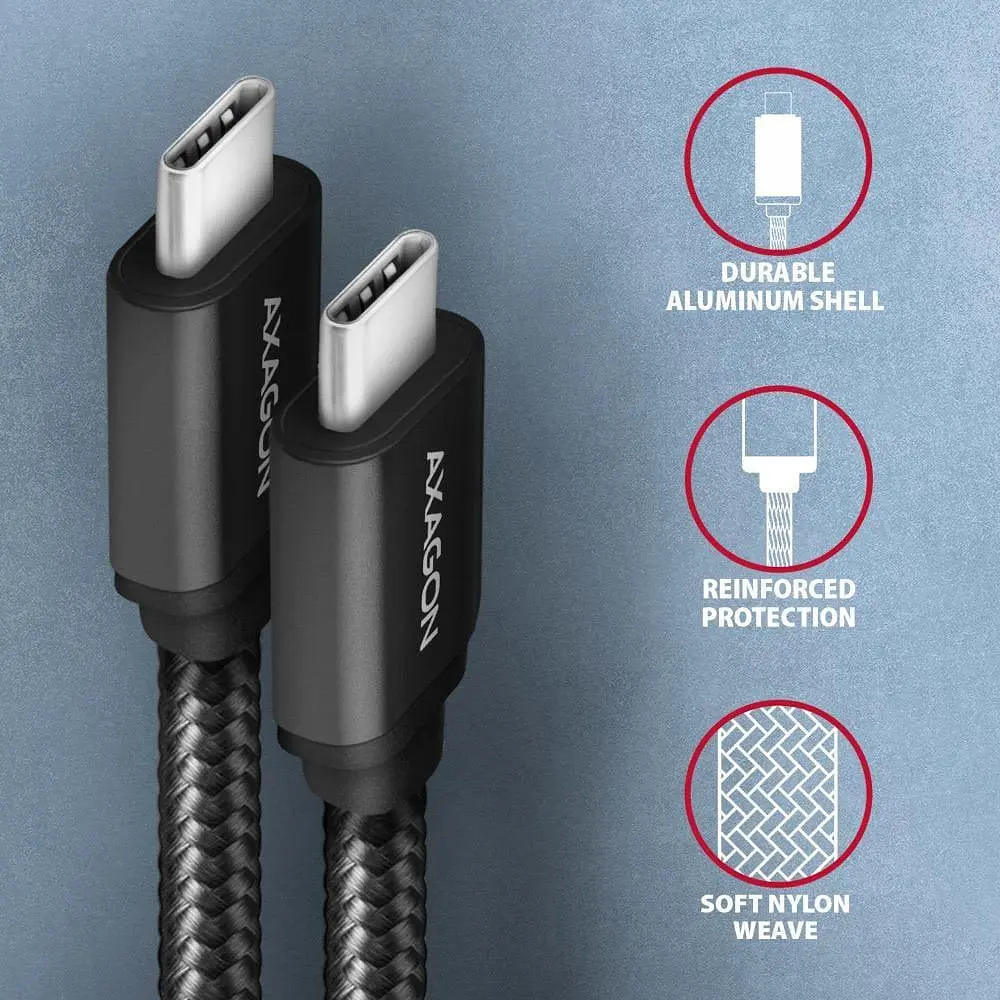 Кабель AXAGON BUCM3-CM10AB USB-C-USB-C 3.2 Gen 1, 2m, PD 60W, 3A, черный - фото 6