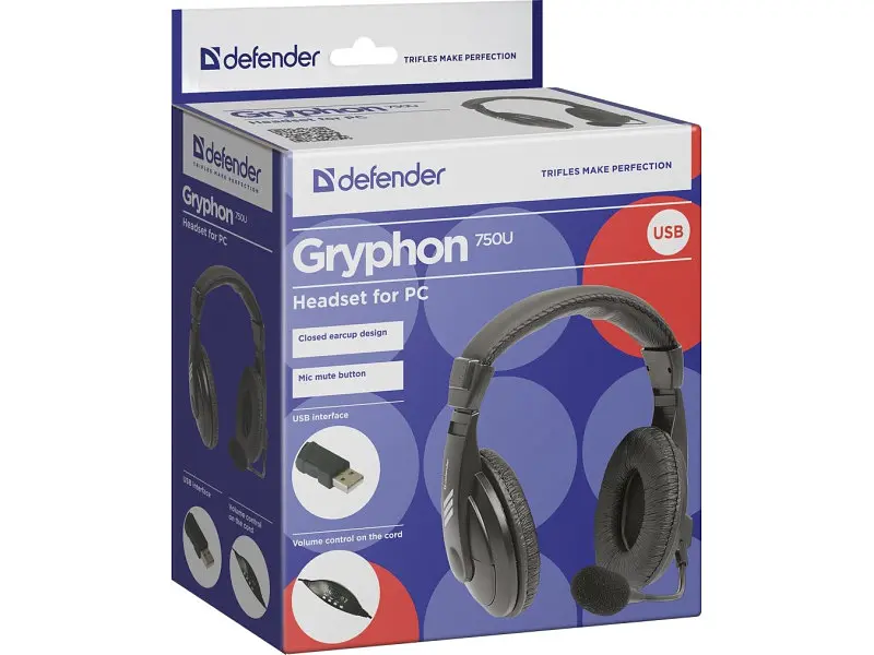 Навушники Defender Gryphon 750U USB Black - фото 5
